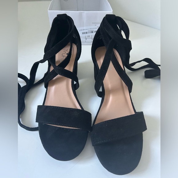 Trufox Marci Black Strappy Suede Faux Size 8 - Picture 6 of 16